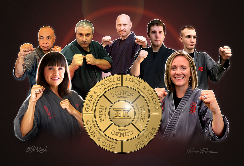 American Institute of Kenpo Attack category shield and Instructors.